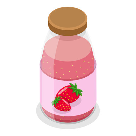 3D Isometric Flat Vector Set of Jam Glass Jars, Natural Oganic Products. Item 1のイラスト素材