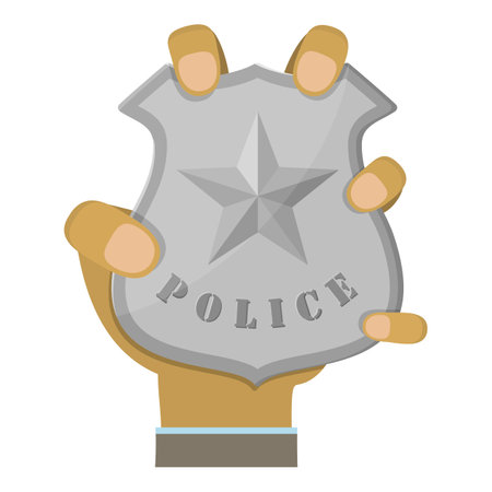 Mans Hand Holding Different Badge Types. Vector Illustration.. Item 3のイラスト素材