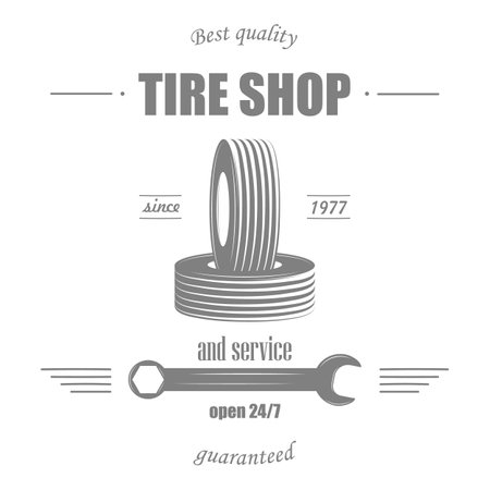 Set of Badges of Car Services: Tire Shop, Car Wash, Service Station, Authorized Car Service. And Separately Some Elements.. Item 7のイラスト素材