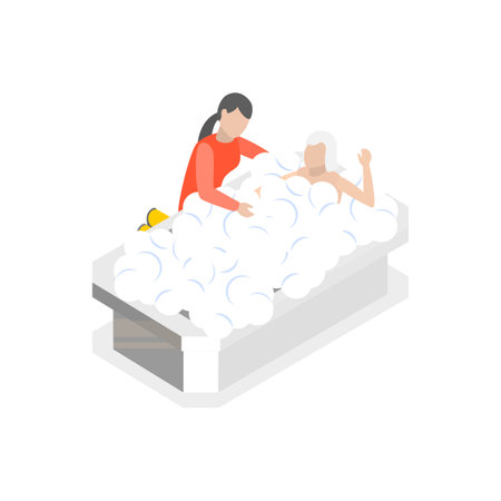3D Isometric Flat Vector Illustration of Elderly Care, Caregivers Assisting Seniors. Item 1のイラスト素材