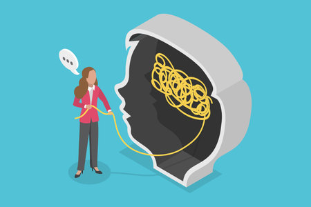 3D Isometric Flat Vector Illustration of Child Psychologist, Kids Mental Healthのイラスト素材