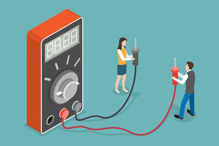 3D Isometric Flat Vector Illustration of Digital Multimeter, Electrical Measuring Tool