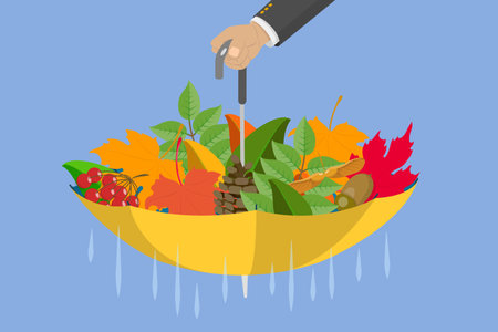 3D Isometric Flat Vector Illustration of Fall Season, Thanksgiving and Harvest Dayのイラスト素材