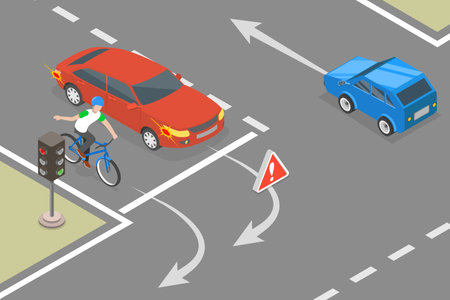 3D Isometric Flat Vector Illustration of Traffic Regulating Rules and Tips, Safety Driveのイラスト素材