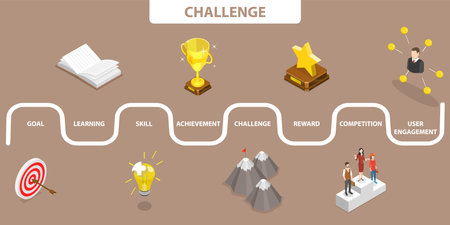 3D Isometric Flat Vector Illustration of Gamification, Marketing Strategy for Customers to Achieve Targetのイラスト素材