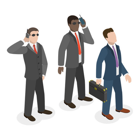 3D Isometric Flat Vector Set of Scenes with Politicians, Press Conference or Interview. Item 3のイラスト素材