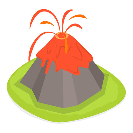 3D Isometric Flat Vector Illustration of Global Warming, Drought, Volcano Eruption, Polar Ice Melting, Natural Disasters.のイラスト素材