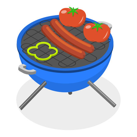 3D Isometric Flat Vector Set of Barbecue Grills, BBQ Tool and Equipment. Item 3のイラスト素材