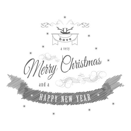 Merry Christmas and Happy New Year Typography Collection. Templates for Greeting Cards. Vector Logo, Emblems.のイラスト素材