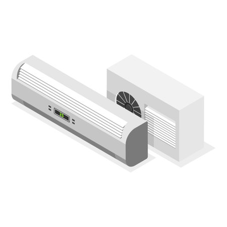 3D Isometric Flat Vector Illustration of HVACS Systems, Heating and Cooling Devices. Item 4のイラスト素材