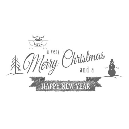 Merry Christmas and Happy New Year Typography Collection. Templates for Greeting Cards. Vector Logo, Emblems.のイラスト素材