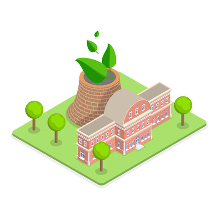 3D Isometric Flat Vector Illustration of Sustainable Lifestyle, Green Electricity, Food Production and Transportation. Item 2のイラスト素材