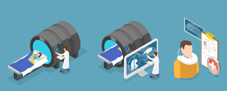 3D Isometric Flat Vector Illustration of Diagnostic Radiology , Magnetic Resonance Imagingのイラスト素材