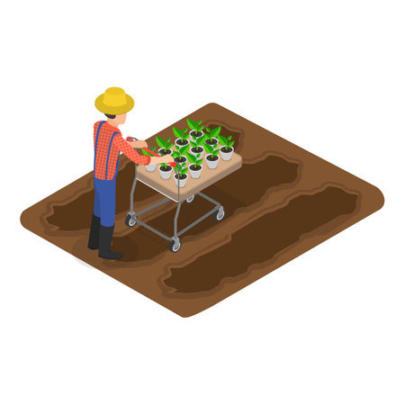 3D Isometric Flat Vector Illustration of Sustainable Farming, Natural Agriculture.のイラスト素材