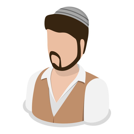 3D Isometric Flat Vector Set of Jewish Symbolism, Religious Items.のイラスト素材