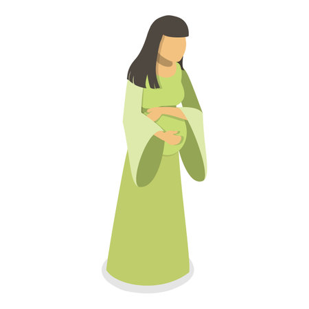 3D Isometric Flat Vector Set of Different Ethnicity And Pregnancy, Maternity and Motherhood. Item 2のイラスト素材