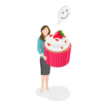 3D Isometric Flat Vector Illustration of Sweet Snacks, Enjoying Fresh Confectionery. Item 4のイラスト素材