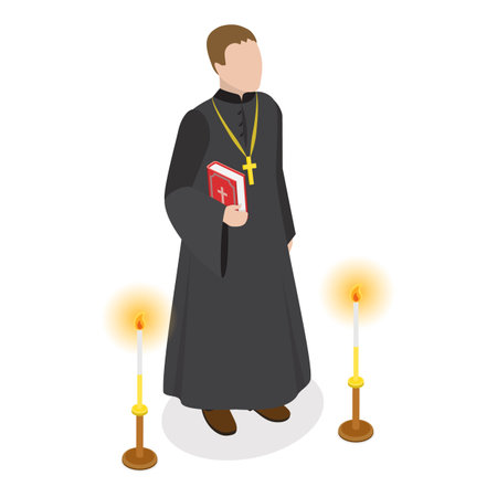 3D Isometric Flat Vector Set of Cemetery And Mourning, Worship and Religion. Item 6のイラスト素材