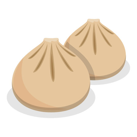 3D Isometric Flat Vector Set of Dumplings, Dim Sum, Asian Food. Item 4のイラスト素材