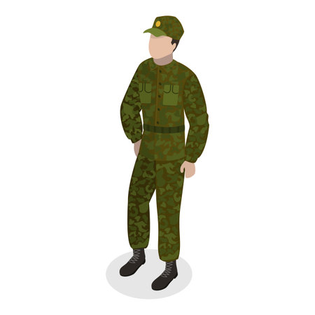 3D Isometric Flat Vector Set of Military People, Characters in Uniform. Item 8のイラスト素材