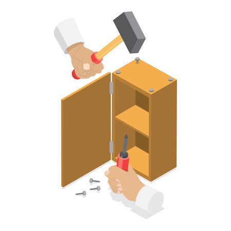3D Isometric Flat Vector Illustration of Carpentry , Woodwork and Furniture Making. Item 1のイラスト素材