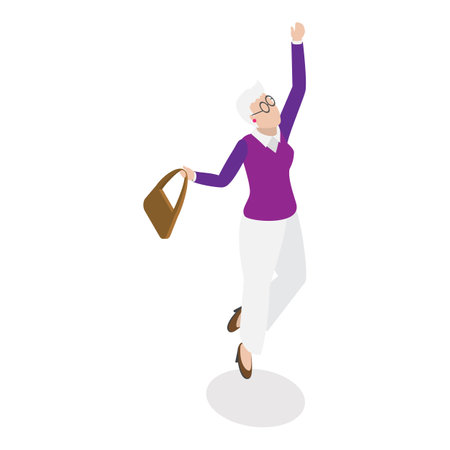 3D Isometric Flat Vector Illustration of Happy Seniors, Retired Dancers. Item 1のイラスト素材