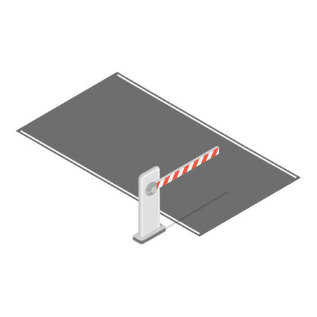 3D Isometric Flat Vector Illustration of Electronic Tolls, Station Gate. Item 7のイラスト素材