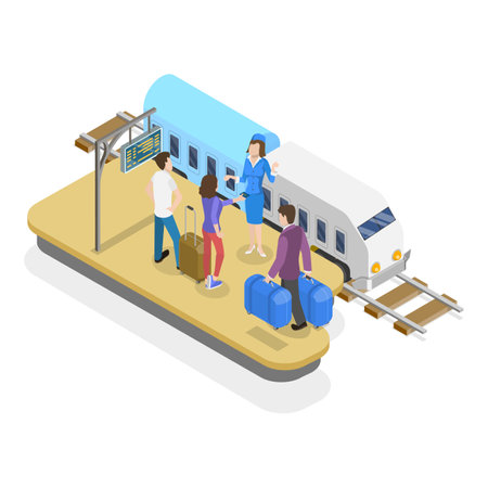 3D Isometric Flat Vector Illustration of Train Conductor, Railway Worker. Item 1のイラスト素材