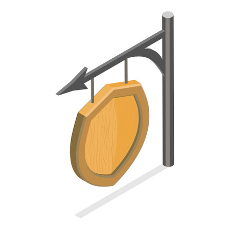 3D Isometric Flat Vector Set of Signboard Collection, Wooden Billboards. Item 4のイラスト素材