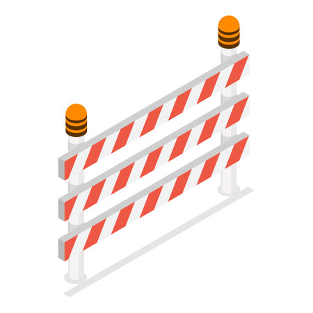 3D Isometric Flat Vector Set of Traffic Road Barriers , Roadblocks and Barricades. Item 2のイラスト素材