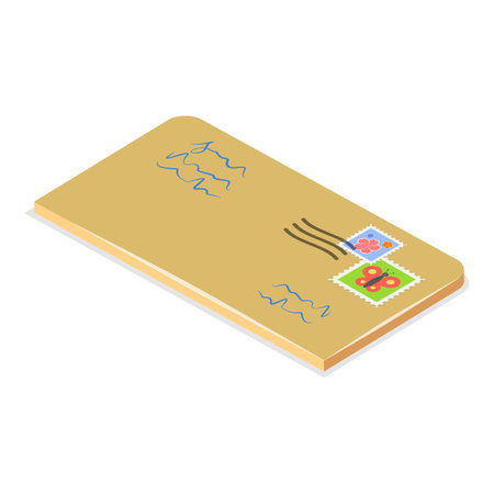 3D Isometric Flat Vector Set of Mail Paper Letters, Postal Item with Written Message. Item 2のイラスト素材