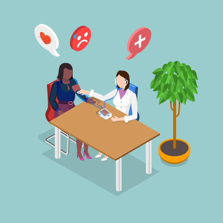 3D Isometric Flat Vector Illustration of Hyper Tension, Medical Examinationのイラスト素材