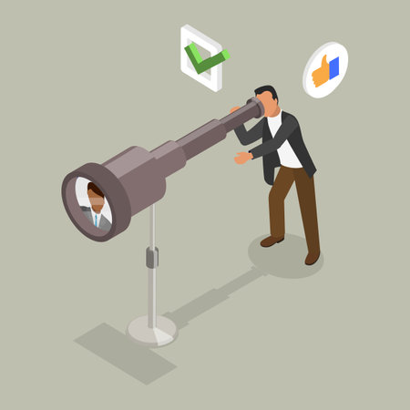 3D Isometric Flat Vector Illustration of Hiring , Searching for Candidates, Looking for Talentsのイラスト素材