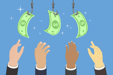 3D Isometric Flat Vector Illustration of Money Trap, Scam and Phishingのイラスト素材