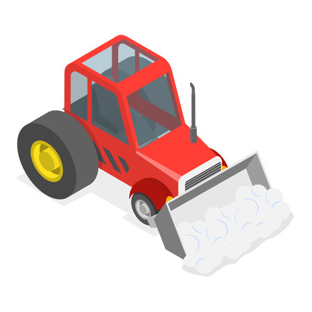 3D Isometric Flat Vector Set of Different Snowplows, Snow Removal Vehicles. Item 2のイラスト素材