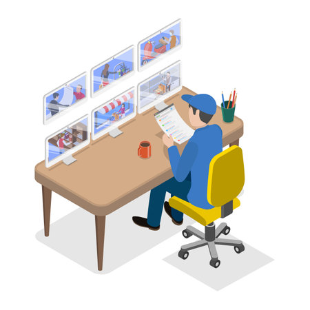 3D Isometric Flat Vector Illustration of Police Patrol, Crime Punishment and Law Enforcement. Item 3のイラスト素材