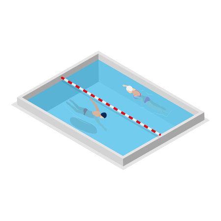 3D Isometric Flat Vector Set of Pool Swimmers, Water Activities. Item 3のイラスト素材