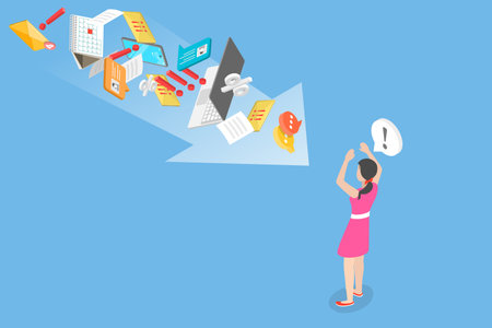 3D Isometric Flat Vector Illustration of Overload Spam, Virtual Hygieneのイラスト素材