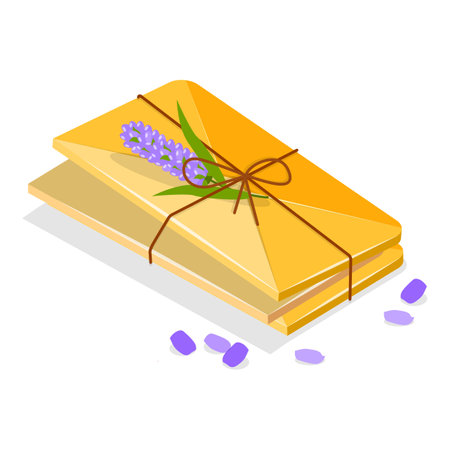 3D Isometric Flat Vector Set of Mail Paper Letters, Postal Item with Written Message. Item 4のイラスト素材