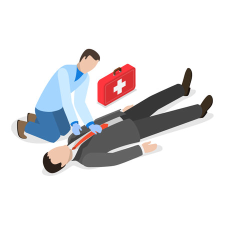 3D Isometric Flat Vector Illustration of Urgency Care, Paramedics. Item 3のイラスト素材