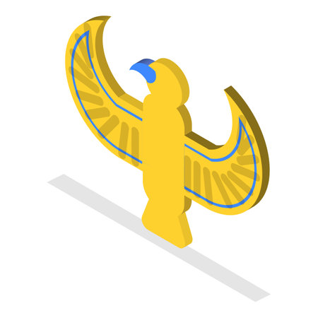 3D Isometric Flat Vector Set of Egypt Symbols, Old Civilization Archaeology Artifacts.のイラスト素材