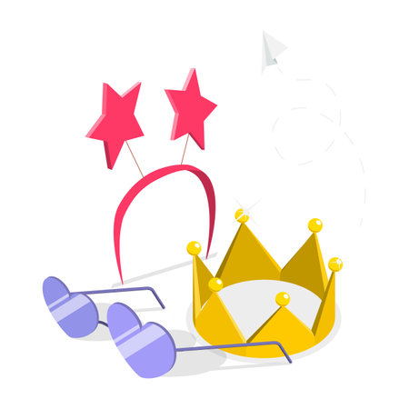 3D Isometric Flat Vector Set of Party Items, Celebration Elements.のイラスト素材