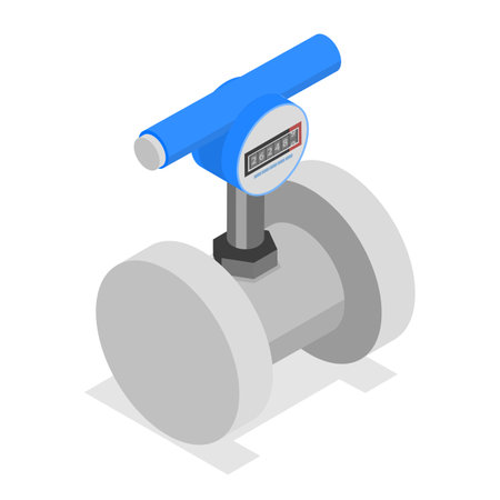 3D Isometric Flat Vector Set of Gas, Water And Electricity Measuring, Industrial and Household Meters.のイラスト素材