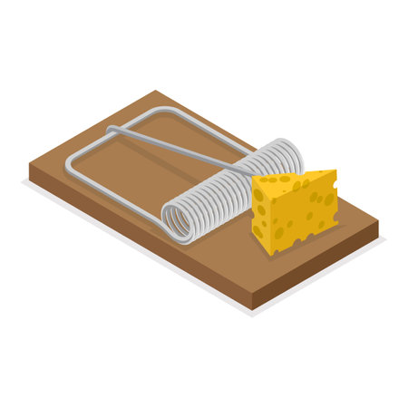 3D Isometric Flat Vector Set of Wild Animal and Insect Traps, Hunting and Trapping.のイラスト素材