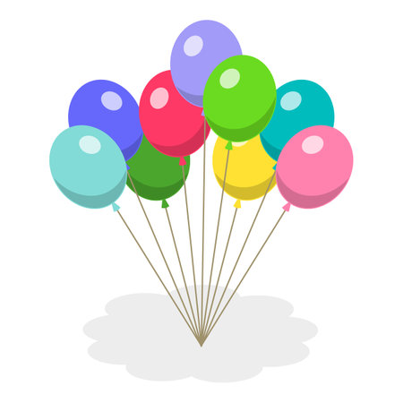 3D Isometric Flat Vector Set of Party Items, Celebration Elements.のイラスト素材