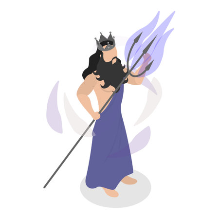 3D Isometric Flat Vector Illustration of Ancient Mythology Heroes, Zeus, Poseidon and Hades.のイラスト素材