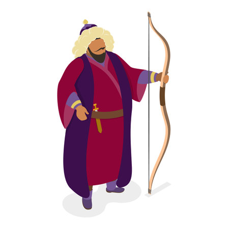 3D Isometric Flat Vector Set of Historical People, Napoleon Bonaparte, Jeanne dArc, Genghis Khan, Alexander the Great.のイラスト素材