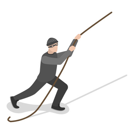 3D Isometric Flat Vector Set of Criminal Set, Thiefs and Burglars.のイラスト素材