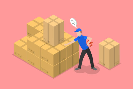 3D Isometric Flat Vector Illustration of Backache, Suffering from Chronic Back Painのイラスト素材