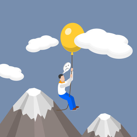 3D Isometric Flat Vector Illustration of Courage and Creativity, Taking a Riskのイラスト素材